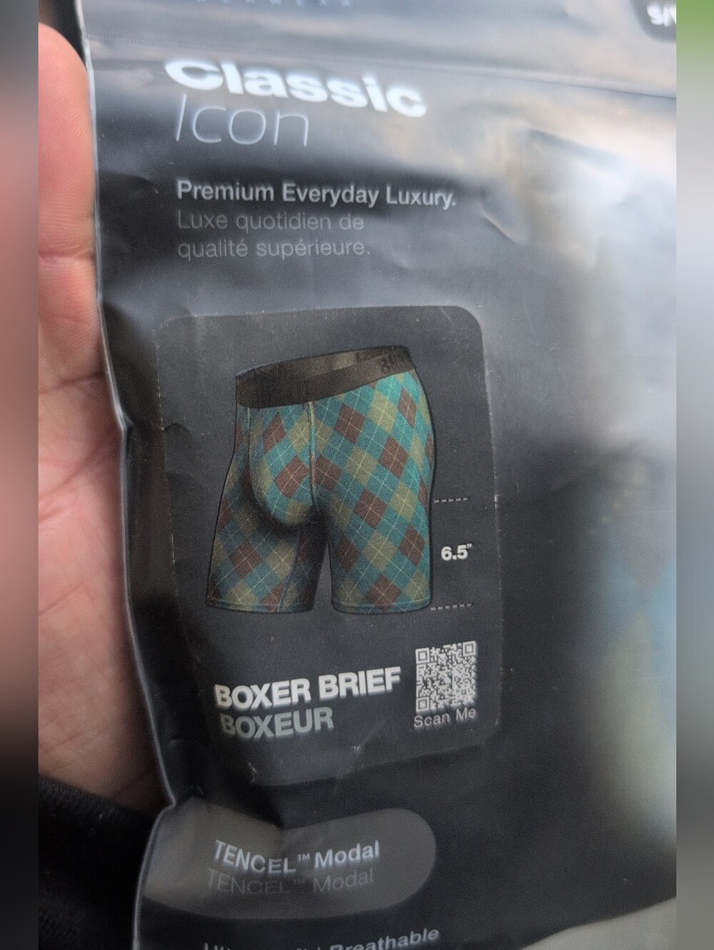 BN3TH Classic Icon Men’s Argyle River Boxer Briefs - Tencel Modal Size S NWT